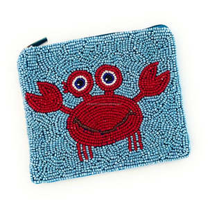 Custom Handmade <b>Crab</b> Beaded Clutch Zipper Coin Pouch Cute Animal Trendy Unisex Ocean Theme Gift Bag Summer Beach Travel - Product Image 2