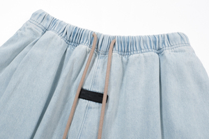 Pantalones Vaqueros de Pierna Recta Azul Claro con Cintura Ajustable con Cordón, Corte Regular, Estilo Casual Urbano, Talle Medio, Tela de Algodón, para Primavera - Product Image 6