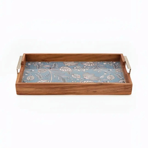 Bandeja Decorativa Rectangular con Diseño Bohemio Escénico, Marco Verde y Asa para Decoración del Hogar - Product Image 4