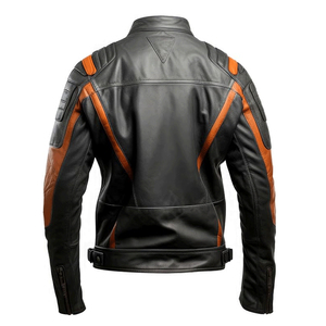 Top Notch Black Orange Genuine <b>Sheepskin</b> Leather Classy Motorbike <b>Jackets</b> With CE Armors Lightweight Motorcycle <b>Jacket</b> For Men - Product Image 2