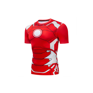 T-shirt Homme Rouge Iron Man Imprimé Manches Courtes Coupe Slim Séchage Rapide Tricoté Col Rond Décontracté Motif Personnage - Product Image 2