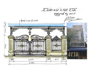 Diseño CAD personalizado, puertas de entrada modernas y sencillas de hierro forjado para villas con puerta corredera, fabricadas en Vietnam. - Product Image 4