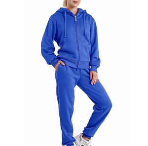 Conjunto deportivo de invierno personalizado de 2 piezas, sudadera con capucha y cremallera, pantalones jogger de corte regular. - Product Image 2
