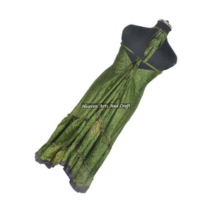 Vestido de Sari de Seda Vintage Indio Ligero para Verano, Vestido de Tela Sari para Mujer, Elegante Vestido de Noche sin Mangas para Cena - Product Image 5