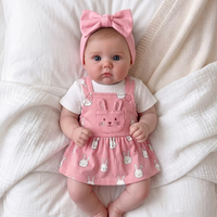 Poupée en silicone réaliste Babeside de 16 pouces, couleur sauge, corps entier, unisexe, nouveau-né, avec robe de lapin rose, mignonne et réaliste, vente en gros