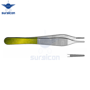 Adson Dissecting Forceps 1x2 Teeth <b>12</b> cm (4-3/4 Inch) TC Gold Tungsten Carbide Surgical Tissue Forceps with 0.5 mm Serration - Product Image 4