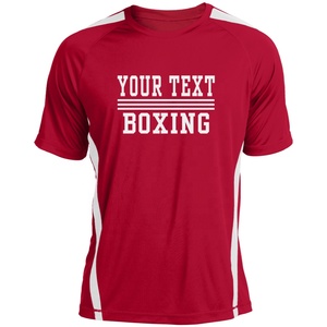 Custom Boxing <b>T</b>-<b>Shirt</b> Men's Short Sleeve Black <b>Polyester</b> Moisture Wicking Crew Neck Athletic Fit Screen Printed Front Logo - Product Image 3