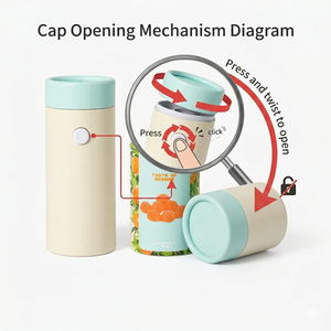 ASTM Certified Child Resistant <b>Cardboard</b> <b>Tube</b> with Push and Turn Lid - Product Image 5