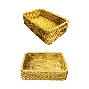 Cesta/Bandeja Rectangular de Mimbre Resistente, Colección de 3 Piezas para Almacenamiento en Cocina y Despensa - Product Image 1
