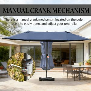 Ombrellone da Giardino Blu Scuro con Base, Ombrelloni e Basi per Patio - Product Image 3