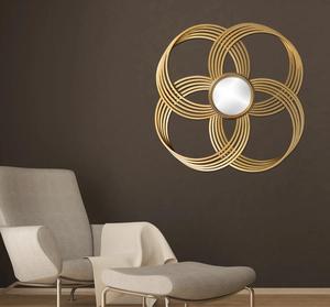 Miroir mural rond moderne en laiton avec bordure décorative à motif floral pour salon et chambre à coucher - Product Image 2
