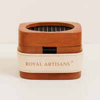 Porte-encens traditionnel artisanal, brûleur de bakhoor en bois écologique, enroulement de fil bleu, forme personnalisée polie, royal