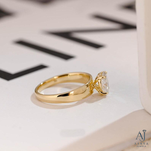 18K Gold Plated <b>Rhodium</b> Plated Silver Moissanite Oval Cut Claw Setting Unisex Wedding Engagement <b>Ring</b> - Product Image 4