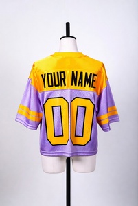 High Quality Drop Shoulder <b>Short</b> Sleeve Soccer American Football Rugby Jersey Heat-Transfer Printed <b>Mesh</b> Boxy Cropped - Product Image 5