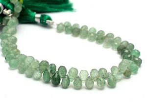 Perles de quartz fraise AAA 6x4mm facettées en forme de goutte, pierres précieuses semi-précieuses en quartz vert naturel, gouttes lâches pour bijoux - Product Image 1