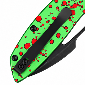 Cuchillos Plegables con Mango Verde y Rojo con Puntos, Hoja Negra, Ranura de Apertura con el Pulgar, Diseño de Agarre Curvo para Bolsillo, para Camping y Tareas Diarias - Product Image 6