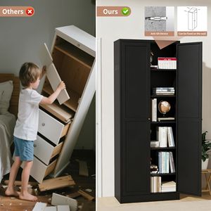 Armadio Dispensa Autoportante in Metallo Nero da 72 Pollici, Organizzatore Resistente con 5 Ripiani Regolabili in Alluminio - Product Image 4