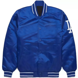 Blouson Bomber brodé pour homme, veste d'extérieur universitaire en polyester à manches longues, coupe-vent avec boutons et revêtement. - Product Image 1