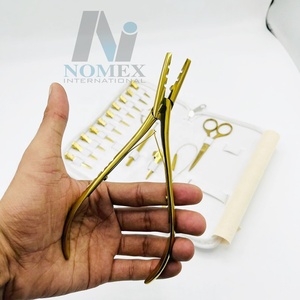 Emballage personnalisé de haute qualité pince d'extension de cheveux en acier plaqué or trousse d'outils de soins personnels durables pour l'extension de cheveux - Product Image 1