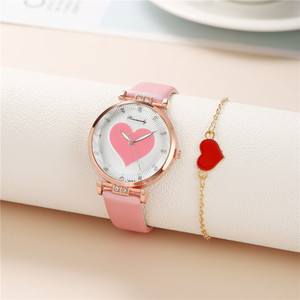 Relojes de Cuero para Mujer con Forma de Corazón Simple 9804, Relojes de Moda para Mujer con Pulseras, Montre Pour Femme - Product Image 3