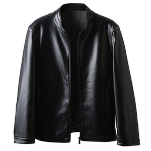 Blouson en cuir PU Tamda International TI-MLJ-02 pour homme, col montant, style motard, doublure polaire respirante, collection automne-hiver - Product Image 3