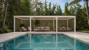 Pergola moderne en aluminium avec revêtement en poudre, toit à lames orientables et abri pare-soleil pour piscine, jardin, terrasse, hôtel - Product Image 4