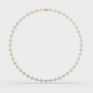 Collier tennis vintage pour femme avec diamants de laboratoire 12 carats taille brillant, couleur abricot |   Pierre centrale en or 14 carats certifiée IGI - Product Image 5
