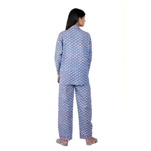 Nuovo Set di pigiami in puro cotone da donna con blocco stampato a mano floreale termico pij abito estivo stile damigelle 2XL taglia primavera stagione - Product Image 2