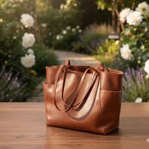 Bolso Tote de Cuero Casual para Mujer con Cierre de Cremallera, Gran Capacidad, Impermeable, Portátil, para Uso en la Oficina - Product Image 4