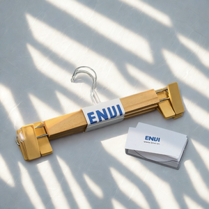 Wholesale <b>Cheap</b> Durable Eco-Friendly Wooden Hangers Stainless Steel Clips Multifunction Non-Slip Single Bathroom Living Room - Product Image 5