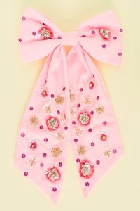 Pinza para el pelo con lazo rojo bordado a mano, estilo dulce, accesorio de fiesta, hecho a mano para mujer - Product Image 3