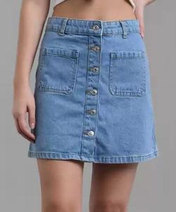 Comfortable Women Denim Skirt Y2K Charm Pocket High Waist Button Casual Summer Fashion Hot Selling - Product Image 5