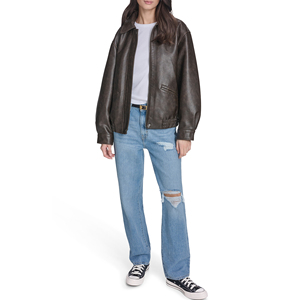 <b>Women</b> Real Cowhide Leather Bomber <b>Jacket</b> Ladies Aviator Slim Fit <b>Zip</b>-<b>Up</b> Customized Embroidery Logo Factory Price Wholesale - Product Image 5