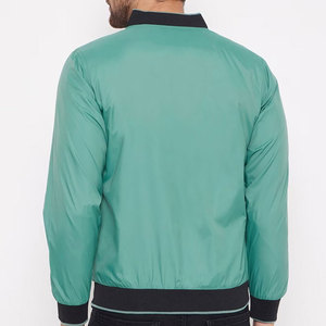 Chaqueta Bomber de Lona Gris Oscuro para Hombre, Cuello Alto, Cierre de Cremallera, Informal, Transpirable, de Poliéster, Resistente al Viento, para Otoño, Corte Regular - Product Image 2