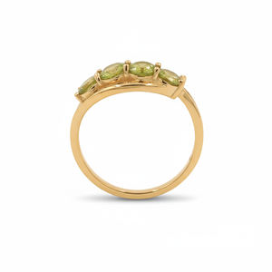 925 Sterling Silver Four <b>Stone</b> Round Peridot Ring with Double Layer Band 1 Micron Gold and Rhodium Plated Jewelry - Product Image 3