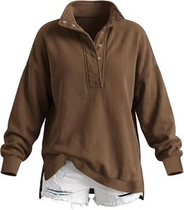 Sweatshirt for Women Oversized <b>Henley</b> Neck Pullover <b>Top</b> Fall Outfits Customize Pull Over Sweatshirt for <b>Mens</b> and Womens - Product Image 3