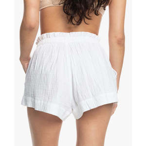 กางเกงขาสั้นลำลองเอวยางยืดสีขาวสำหรับผู้หญิง ระบายอากาศได้ดี น้ำหนักเบา ทรงปกติ - Product Image 2