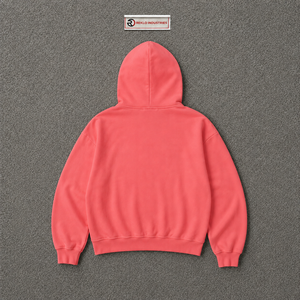 Sweat-shirt à capuche surdimensionné rose corail avec imprimé graphique rouge, streetwear unisexe, fermeture éclair intégrale, pour hommes et femmes - Product Image 6