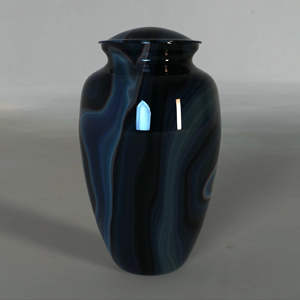 Midnight Blue Moonlit Sea Metal Cremation Urn with Clouded Sky Design for Restful <b>Memorial</b> Tribute - Product Image 4