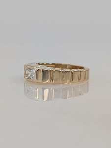 Unique Band Lab Grown 0.52CT Radiant Cut Diamond Bezel <b>Set</b> <b>Ring</b> For Women's 14K Solid <b>Gold</b> Engagement For Bridal Promise Gift - Product Image 3