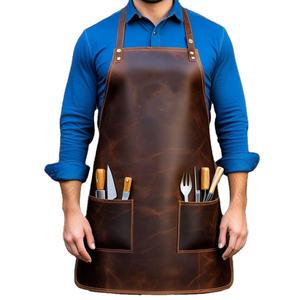 Chef cuisinier serveur uniforme Chef professionnel barbecue tablier de cuisine prix de gros tablier en cuir LPN-0092 - Product Image 1