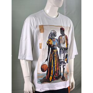 เสื้อยืดผู้ชายไซส์ใหญ่ทรงหลวม ตกแต่งขอบตัดสี พร้อมบริการ OEM - Product Image 2