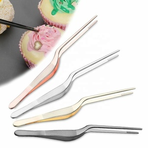 Color Coated Stainless Steel 14cm Chef Tweezers Anti Slip Grip Dishwasher <b>Safe</b> Food Plating Kitchen <b>Tool</b> Altomme Instruments - Product Image 2