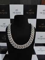 Cadena de Moissanita Estilo Cubano Grueso MUNJANI IMPLEX Modelo 488 con Cierre Personalizado, Chapado en Plata 925, Oro Rosa/Oro/Rodio, Collar Hip Hop