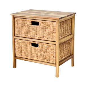 Wooden Storage <b>Cabinet</b> With Woven Basket Drawers <b>Rustic</b> Modern Design Living Room Furniture Home Decor - Product Image 1