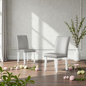 Ensemble de chaises de salle à manger rembourrées argent-blanc, 2 pièces, 25 po x 17,7 po x 37,8 po - Product Image 2