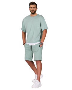 Conjunto Casual de Verano para Hombre, 2 Piezas, Pantalones Cortos con Cintura Elástica y Camiseta, 100% Algodón, Transpirable, de Secado Rápido, Alta Calidad, Servicio OEM - Product Image 1