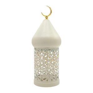top seller Rectangular Resin <b>Lantern</b> With <b>Gold</b> Crescent Moon Top Die Cutting Islamic Pattern Home Decoration <b>gold</b> metal <b>lantern</b> - Product Image 2