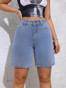 Shorts en jean taille haute amples style vintage pour femme OEM 2026 – Nouveau style streetwear respirant à jambe large - Product Image 2
