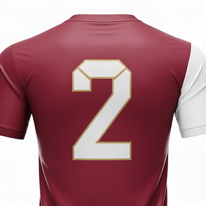 Camiseta de Fútbol para Hombre, Cuello en V, Color Granate y Blanco, Manga Corta, Poliéster que Absorbe la Humedad, Ajustada, con Impresión del Nombre del Equipo, para Todas las Temporadas - Product Image 5